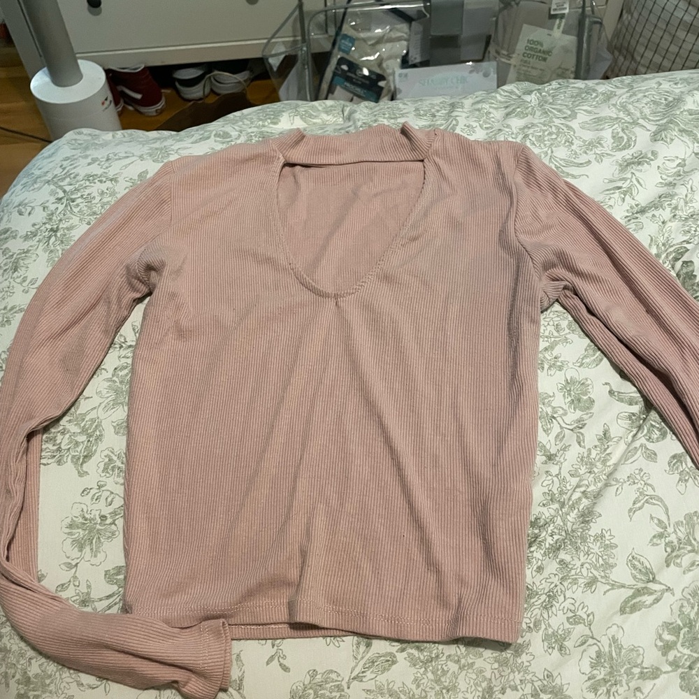 Fashion Nova Pink Fitted Crop Top Blouse